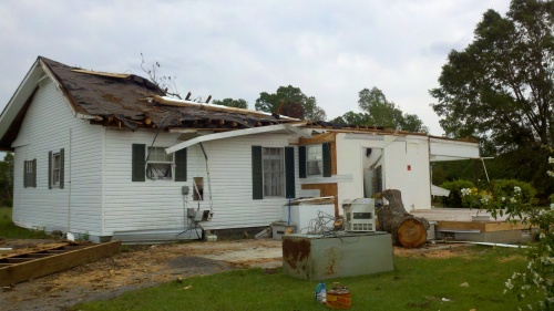 tornado damaged house in Phil Campbell